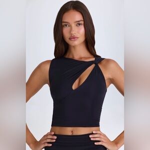 Oh Polly Abilene Twisted Cut-Out Tank Top in Black